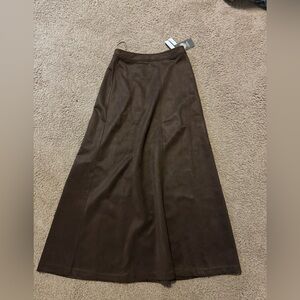 Vince Camuto Dark Brown Faux Suede A-Line Skirt